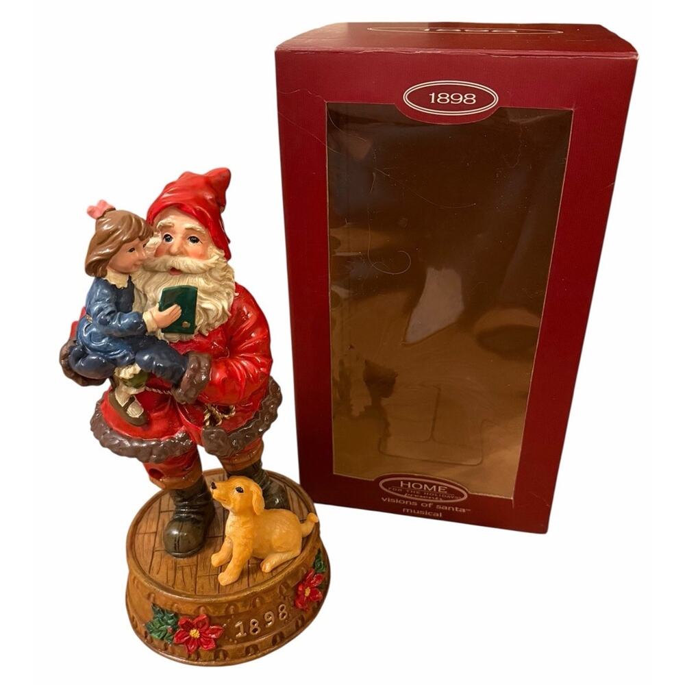 VISIONS OF SANTA Home for the Holidays 1898 Resin Figure 10" MUSICAL 3424-65